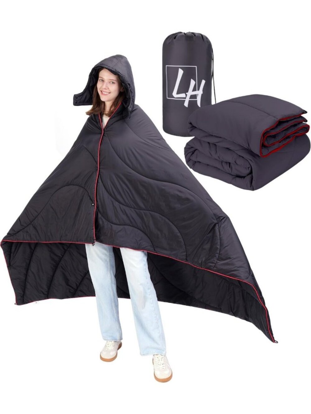 Cozy Wearable Stadium Blanket, 79x54 in, Perfect for Camping & Outdoor Events